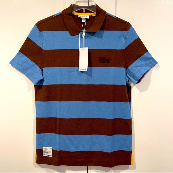 Lacoste Men’s Regular Fit Striped Cotton Piqué Polo Shirt - Picture 7 of 13